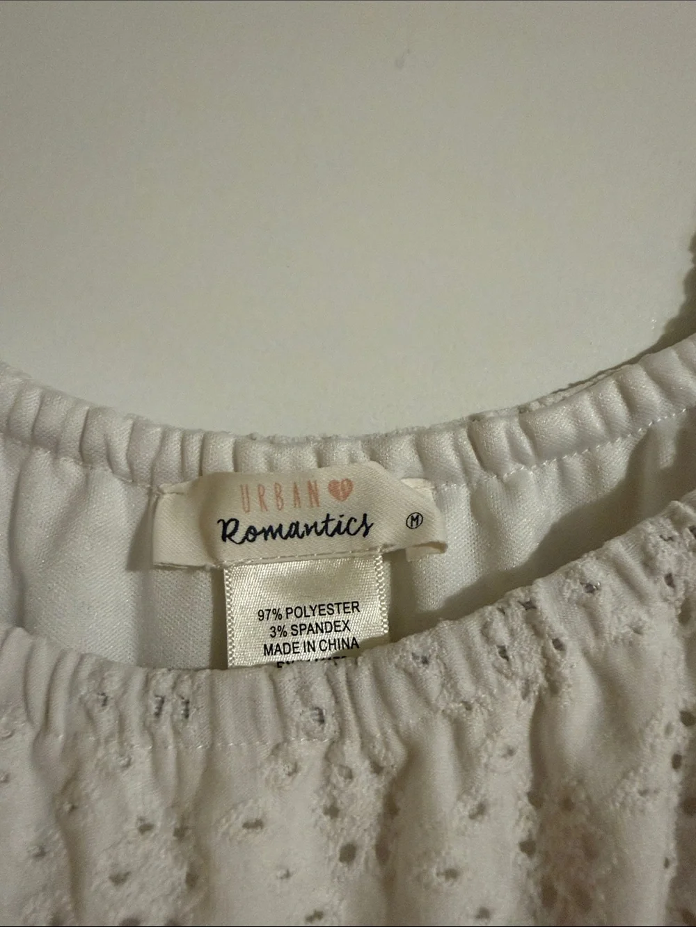 URBAN Romantics White Eyelet Smocked-Waist Puff Sleeve Dress